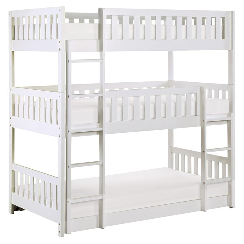 Lexicon Galen Transitional Wood Triple Twin Bunk Bed in White