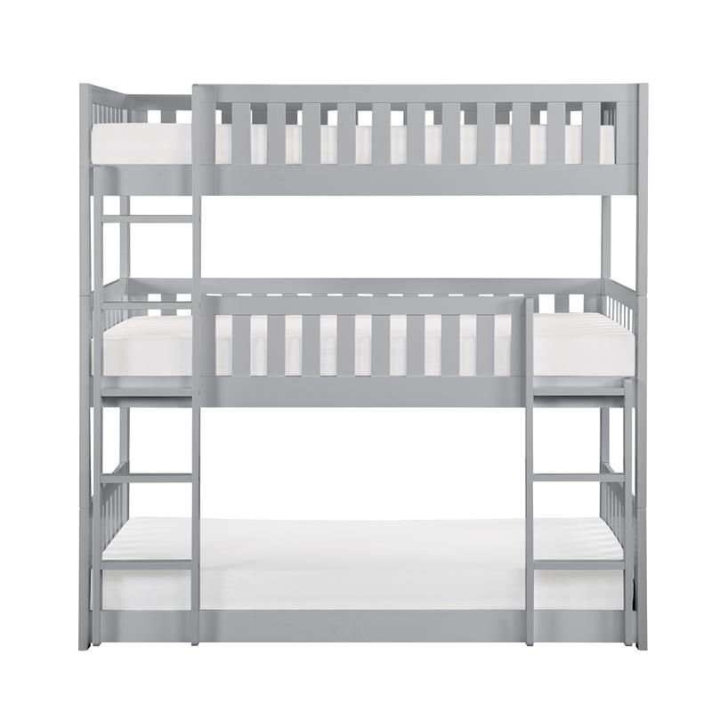 Lexicon Orion Transitional Wood Triple Twin Bunk Bed in Gray