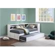 Lexicon Galen 5-Shelf Wood Twin Bookcase Corner Bed with Twin Trundle in White