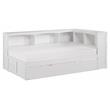 Lexicon Galen 5-Shelf Wood Twin Bookcase Corner Bed with Twin Trundle in White