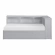 Lexicon Orion 5-Shelf Wood Twin Bookcase Corner Bed with Twin Trundle in Gray