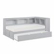 Lexicon Orion 5-Shelf Wood Twin Bookcase Corner Bed with Twin Trundle in Gray