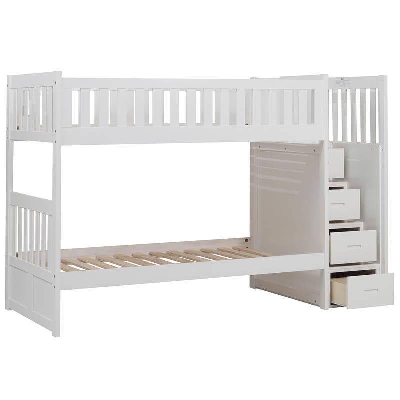 Lexicon Galen Reversible Step Storage Wood Bunk Bed in White