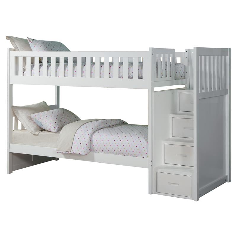Lexicon Galen Reversible Step Storage Wood Bunk Bed in White