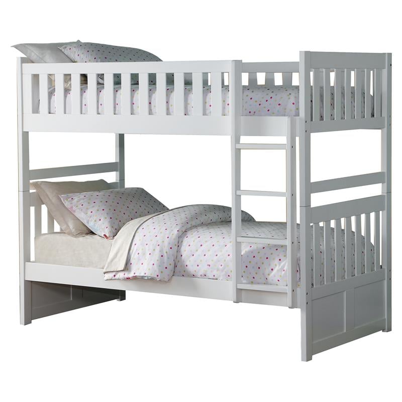 Lexicon Galen Transitional Wood Twin over Twin Bunk Bed in White