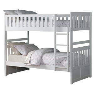 lexicon galen transitional wood twin over twin bunk bed in white