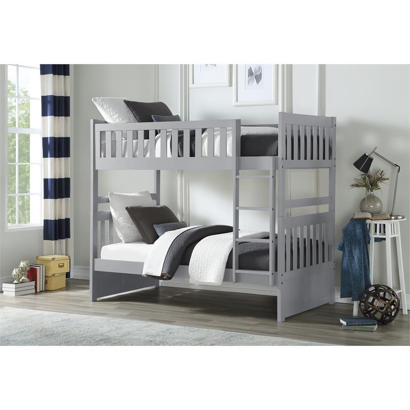 Lexicon Orion Transitional Wood Twin over Twin Bunk Bed in Gray