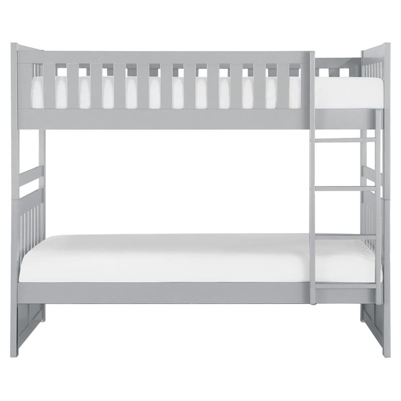 Lexicon Orion Transitional Wood Twin over Twin Bunk Bed in Gray