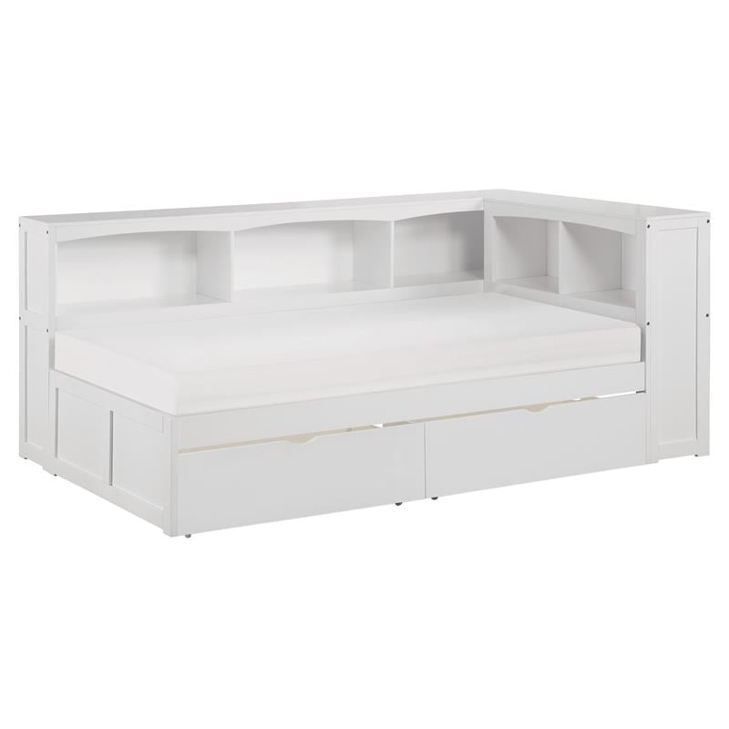 Lexicon Galen 5-Shelf Wood Twin Bookcase Corner Bed with Storage Boxes ...