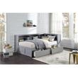 Lexicon Orion 5-Shelf Wood Twin Bookcase Corner Bed with Storage Boxes in Gray