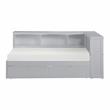 Lexicon Orion 5-Shelf Wood Twin Bookcase Corner Bed with Storage Boxes in Gray