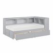 Lexicon Orion 5-Shelf Wood Twin Bookcase Corner Bed with Storage Boxes in Gray