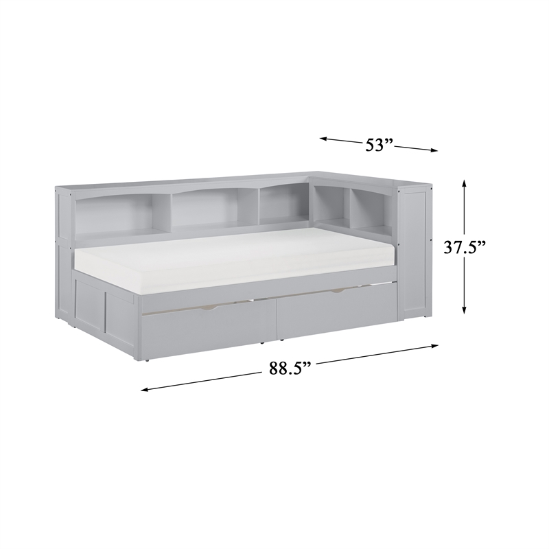 Lexicon Orion 5-Shelf Wood Twin Bookcase Corner Bed with Storage Boxes ...