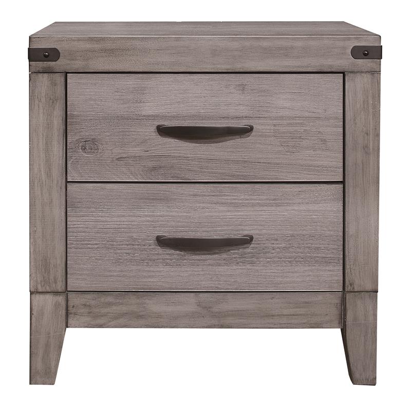 Lexicon Woodrow 2-Drawers Contemporary Wood Nightstand in Gray