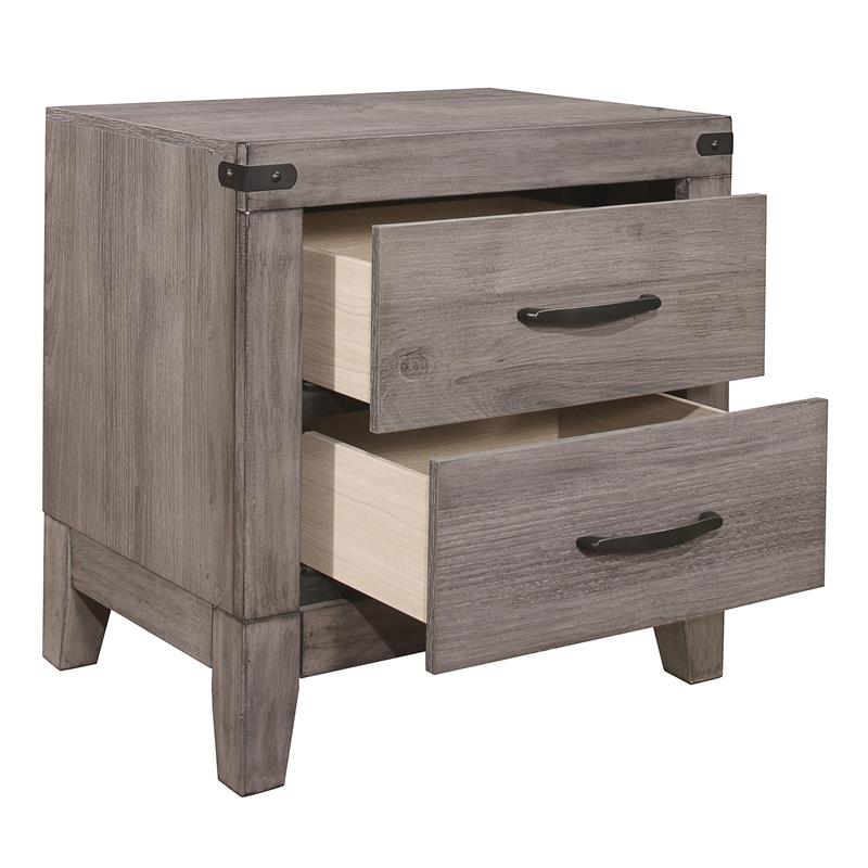 Lexicon Woodrow 2-Drawers Contemporary Wood Nightstand in Gray
