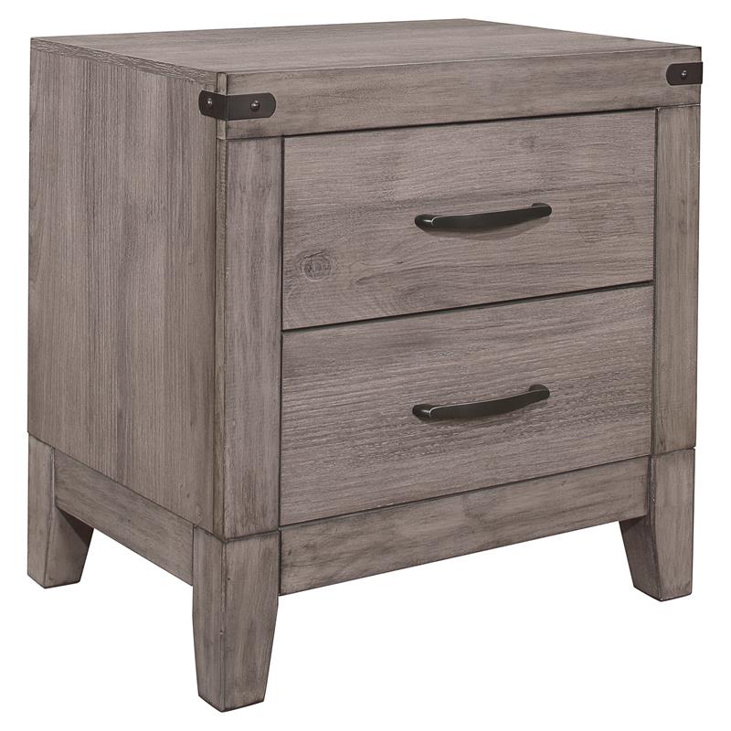 Lexicon Woodrow 2-Drawers Contemporary Wood Nightstand in Gray
