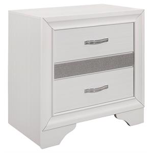 lexicon luster 3-drawers contemporary wood nightstand in silver glitter