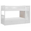 Lexicon Galen Reversible Step Storage Wood Bunk Bed with Trundle Bed in White