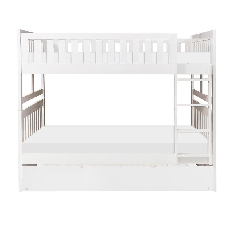 Lexicon Galen Transitional Wood Full over Full Bunk Bed with Trundle in White