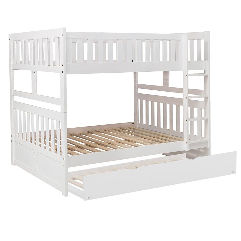 Lexicon Galen Transitional Wood Full over Full Bunk Bed with Trundle in White