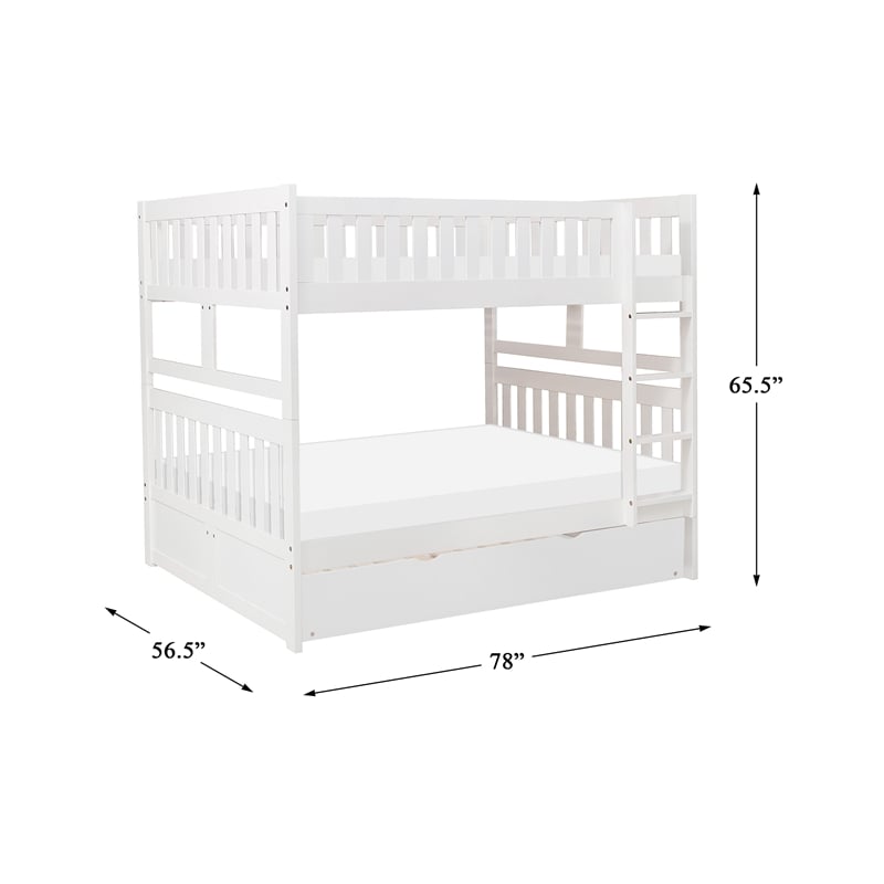 Lexicon Galen Transitional Wood Full over Full Bunk Bed with Trundle in White