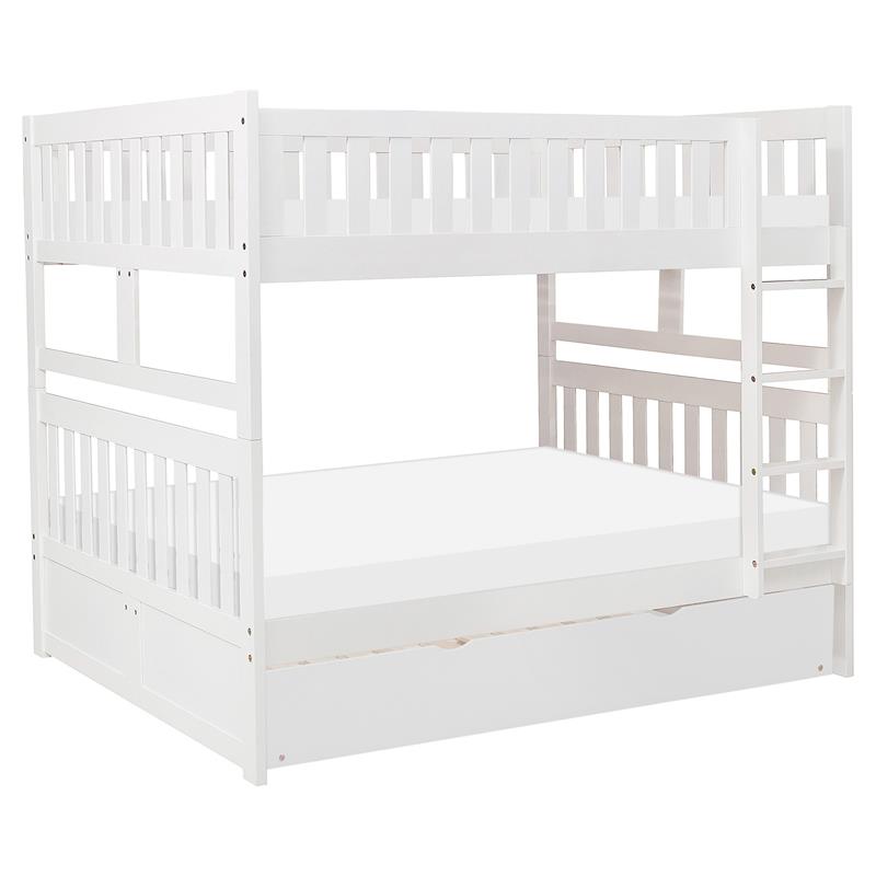 Lexicon Galen Transitional Wood Full over Full Bunk Bed with Trundle in White