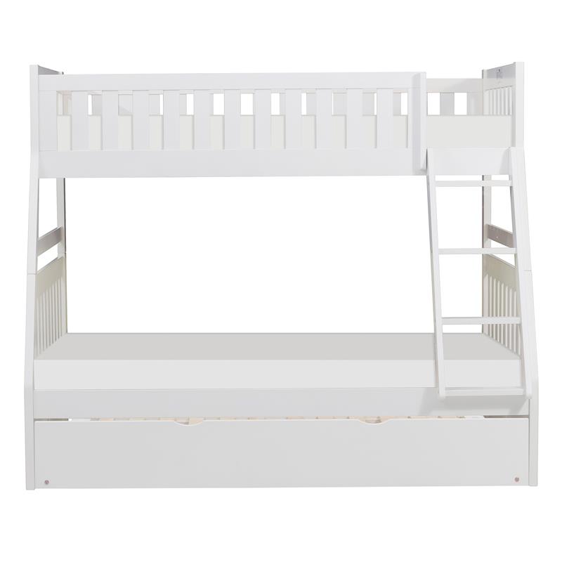 Lexicon Galen Transitional Wood Twin over Full Bunk Bed with Trundle in White