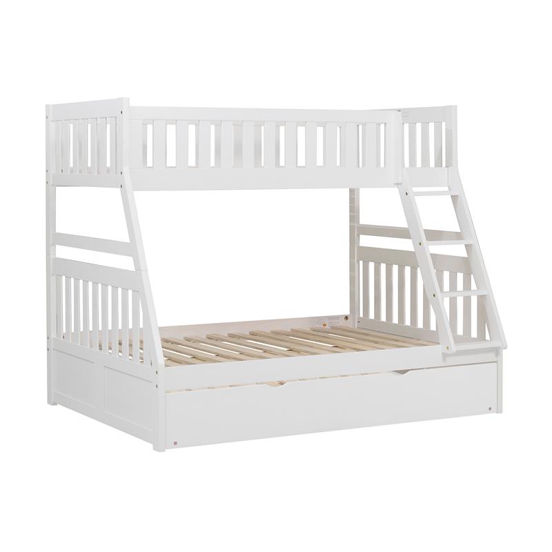 Lexicon Galen Transitional Wood Twin over Full Bunk Bed with Trundle in White