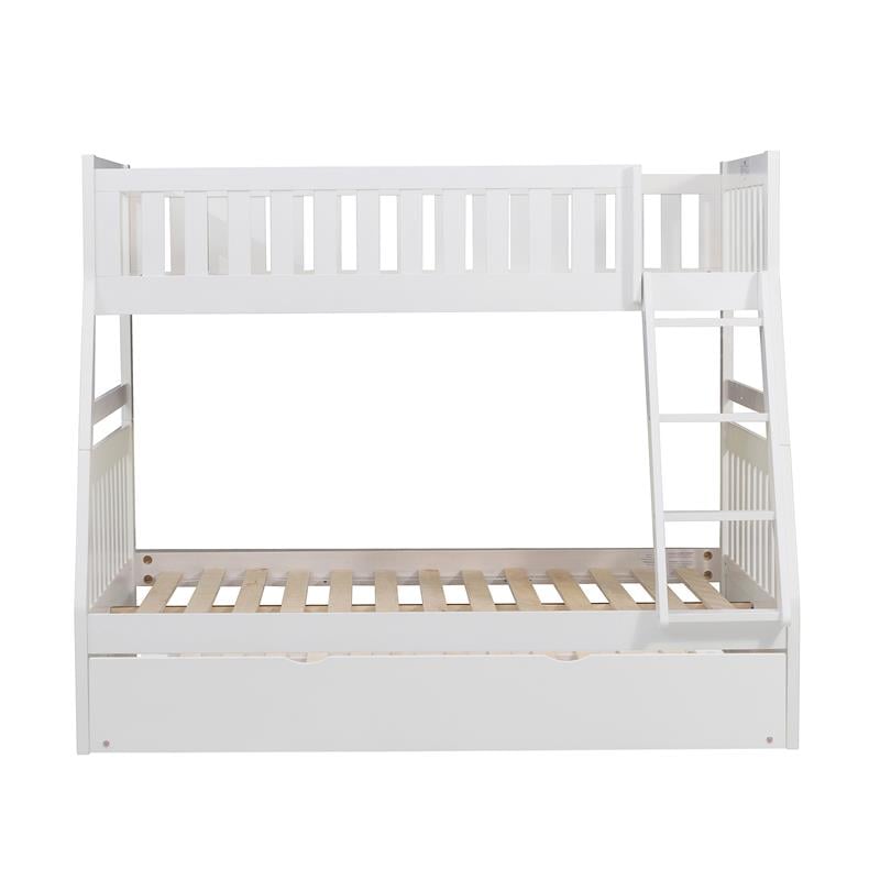 Lexicon Galen Transitional Wood Twin over Full Bunk Bed with Trundle in White