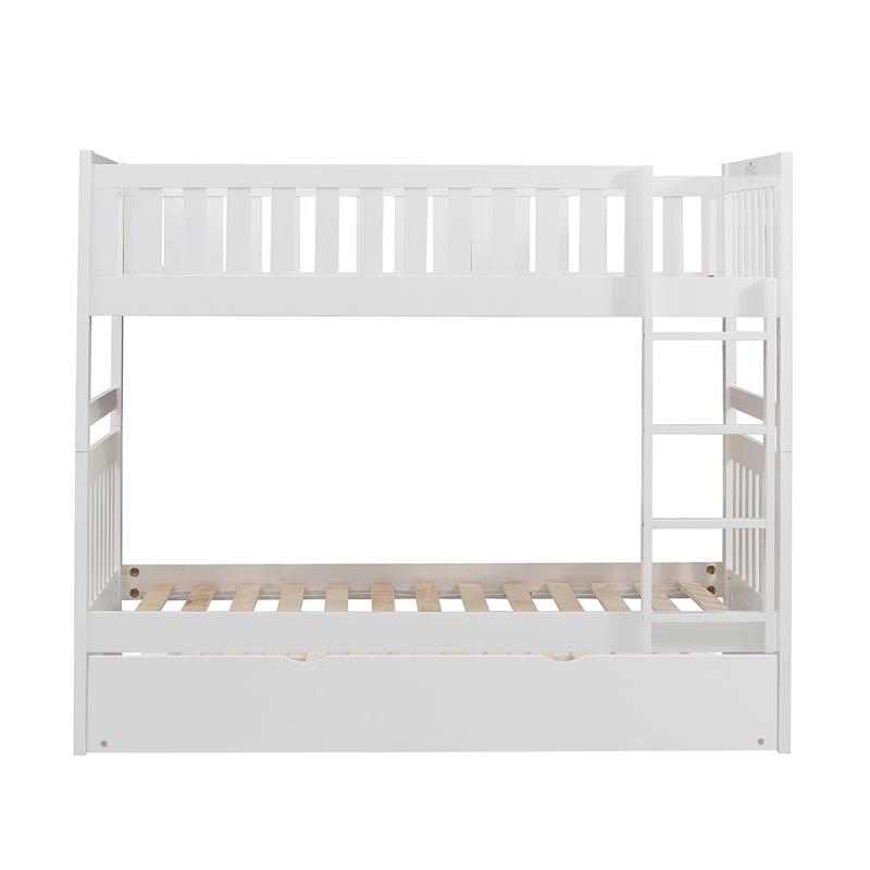Lexicon Galen Transitional Wood Twin over Twin Bunk Bed with Trundle in White