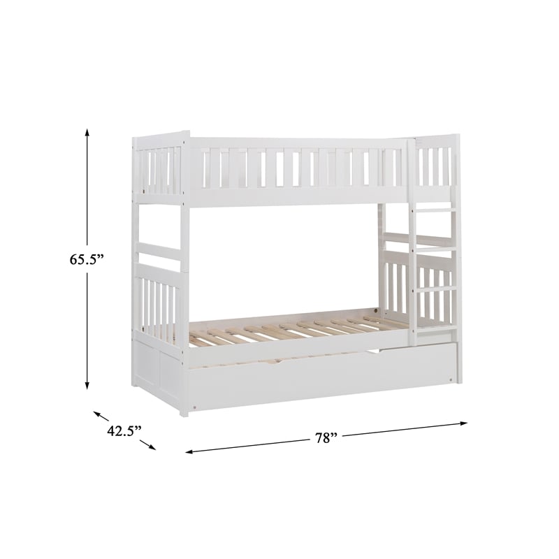 Lexicon Galen Transitional Wood Twin over Twin Bunk Bed with Trundle in White
