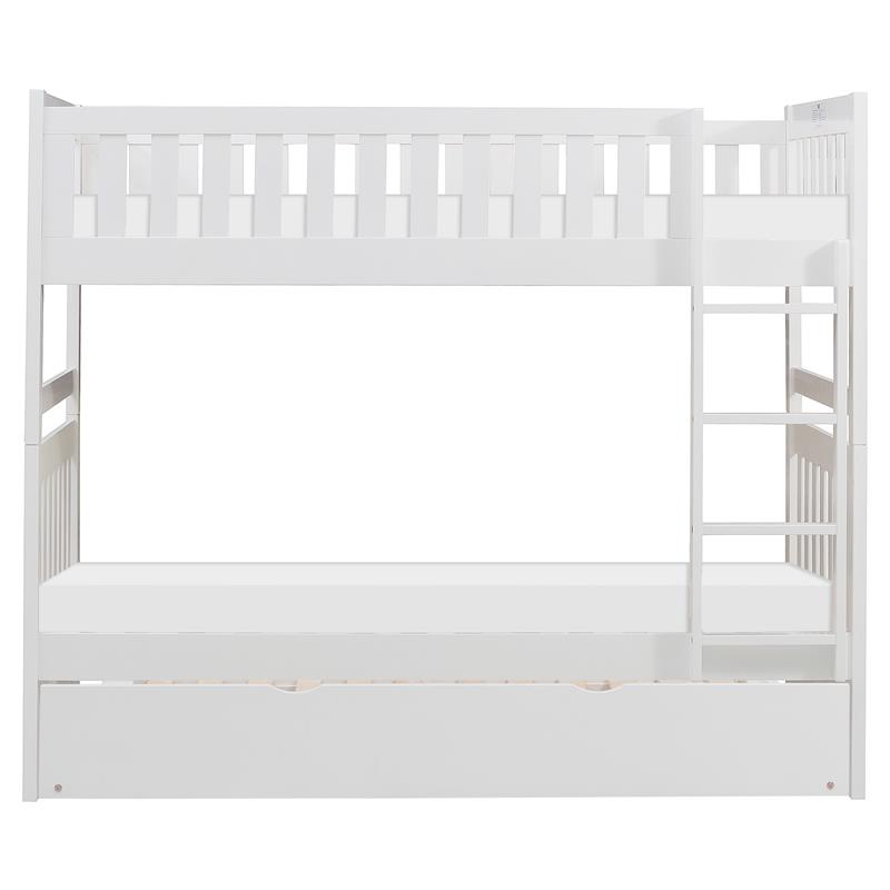Lexicon Galen Transitional Wood Twin over Twin Bunk Bed with Trundle in White