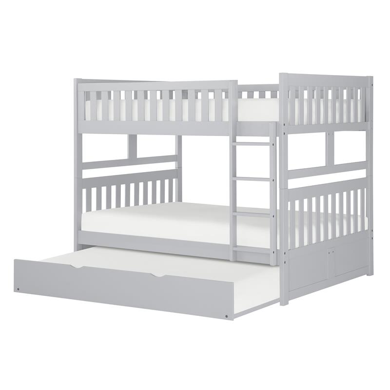 Lexicon Orion Transitional Wood Full over Full Bunk Bed with Trundle Bed in Gray