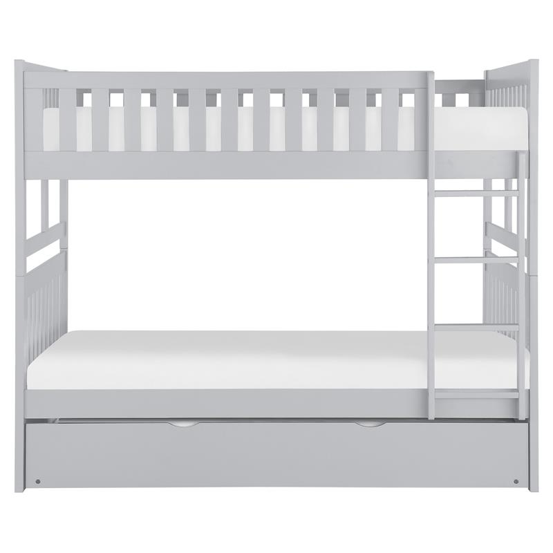Lexicon Orion Transitional Wood Full over Full Bunk Bed with Trundle Bed in Gray