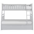 Lexicon Orion Transitional Wood Twin over Full Bunk Bed with Trundle Bed in Gray