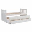 Lexicon Galen Wood Twin Bed with 2 Storage Drawer Trundle Bed in White