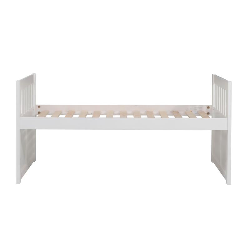 Lexicon Galen Wood Twin Bed with 2 Storage Drawer Trundle Bed in White