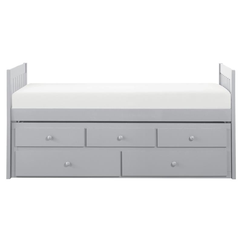 Lexicon Orion Wood Twin Bed with 2 Storage Drawer Trundle Bed in Gray