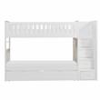 Lexicon Galen Reversible Step Storage Wood Bunk Bed with Storage Boxes in White