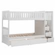 Lexicon Galen Reversible Step Storage Wood Bunk Bed with Storage Boxes in White