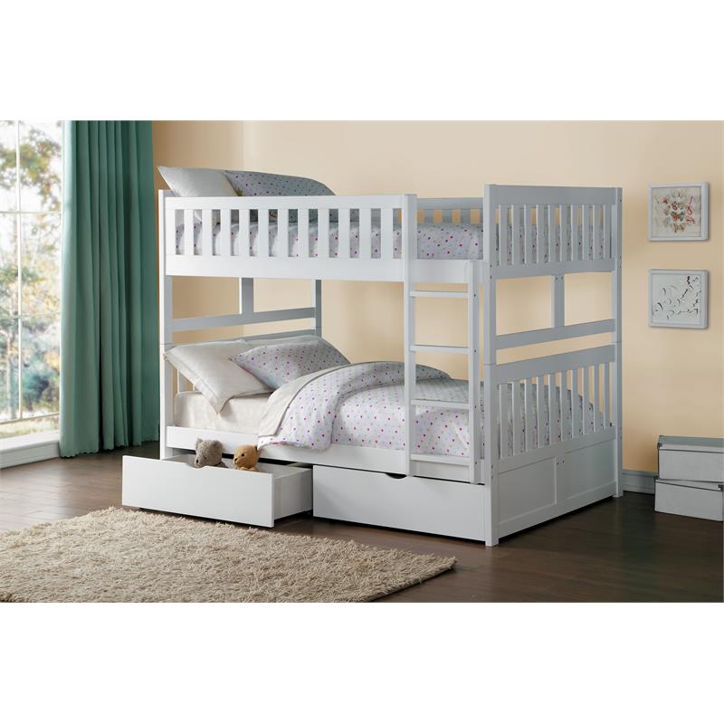 Lexicon Galen 2-Storage Boxes Transitional Wood Full over Full Bunk Bed in White