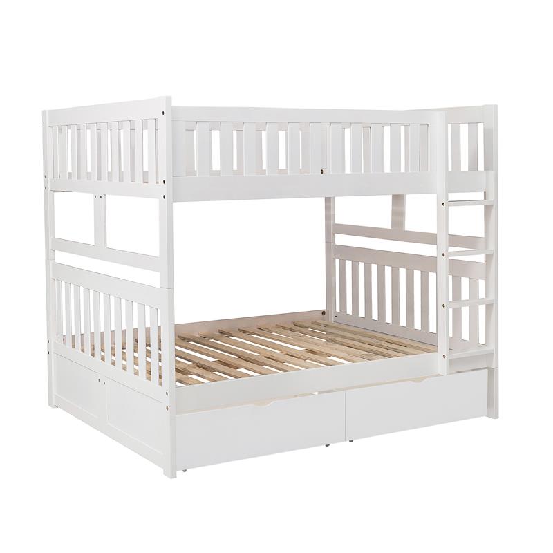 Lexicon Galen 2-Storage Boxes Transitional Wood Full over Full Bunk Bed in White