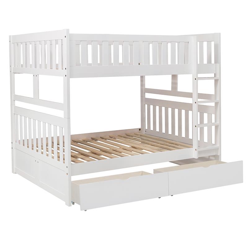 Lexicon Galen 2-Storage Boxes Transitional Wood Full over Full Bunk Bed in White