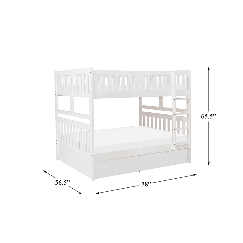 Lexicon Galen 2-Storage Boxes Transitional Wood Full over Full Bunk Bed in White