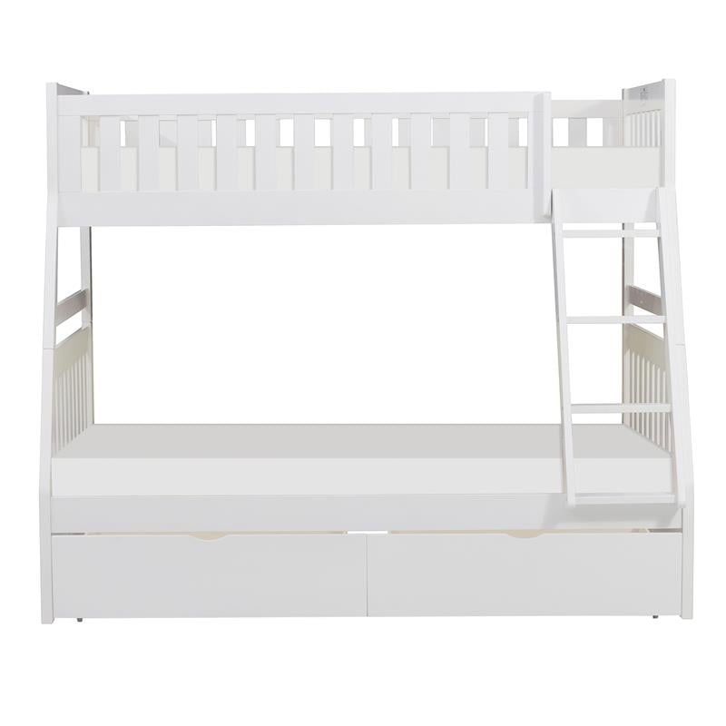 Lexicon Galen 2-Storage Boxes Transitional Wood Twin over Full Bunk Bed in White