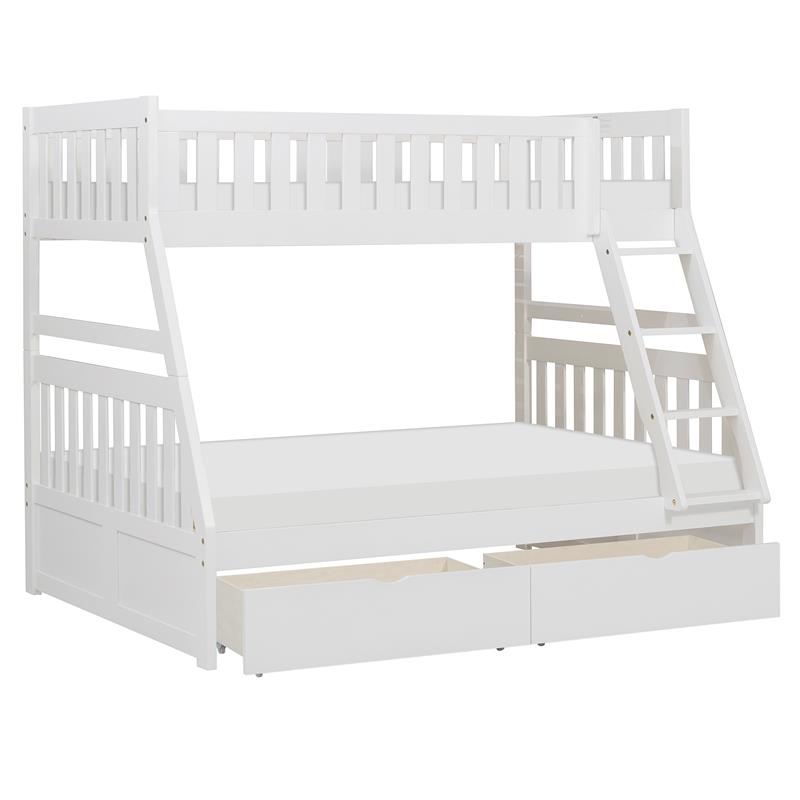 Lexicon Galen 2-Storage Boxes Transitional Wood Twin over Full Bunk Bed in White