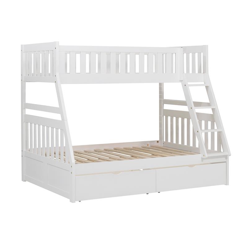 Lexicon Galen 2-Storage Boxes Transitional Wood Twin over Full Bunk Bed in White