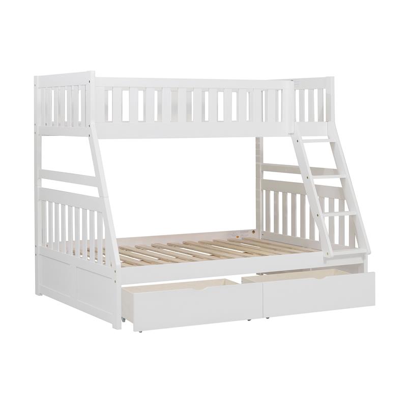 Lexicon Galen 2-Storage Boxes Transitional Wood Twin over Full Bunk Bed in White