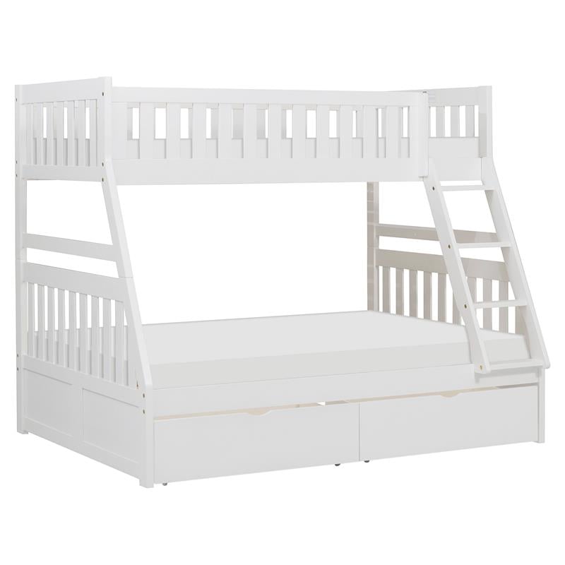 Lexicon Galen 2-Storage Boxes Transitional Wood Twin over Full Bunk Bed in White