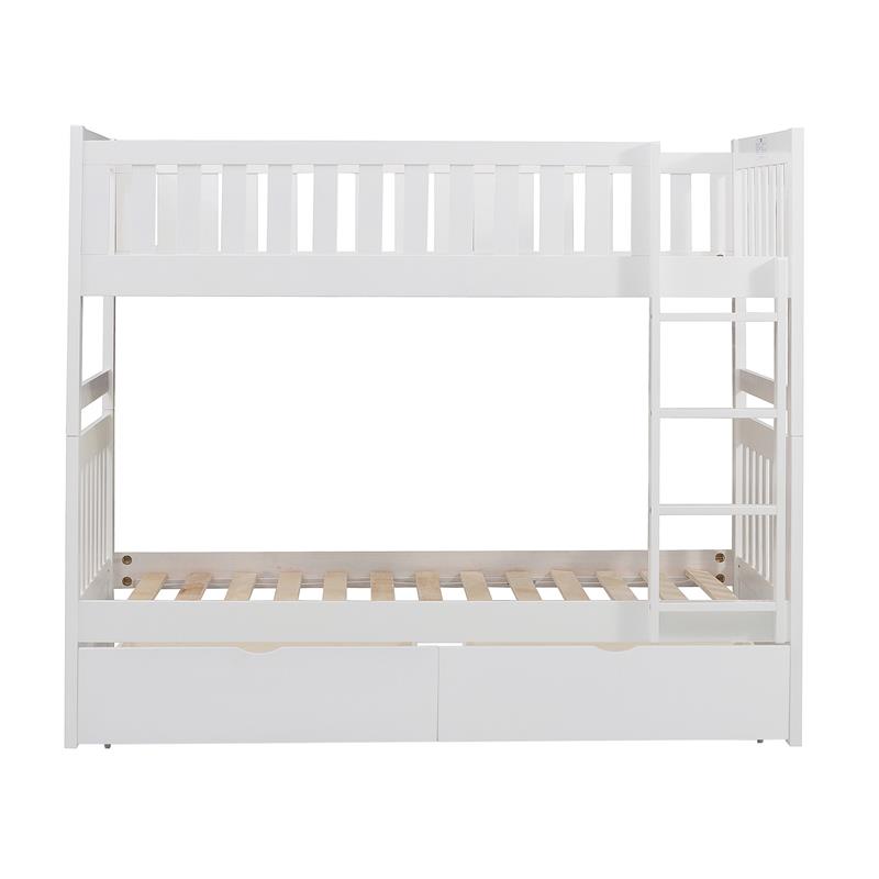 Lexicon Galen 2-Storage Boxes Transitional Wood Twin over Twin Bunk Bed in White
